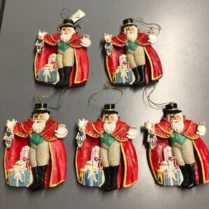 Kurt Adler Christmas Ornament lot 5 Piece Magician Santa Eye Patch Magical Set